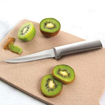 Rada Cutlery 7-teiliges Starter-Messer-Geschenkset (S38) mit Quick Edge Messerschärfer (R119), hohlgeschliffene Klingen aus Edelstahl, hergestellt in den USA, silberne Griffe