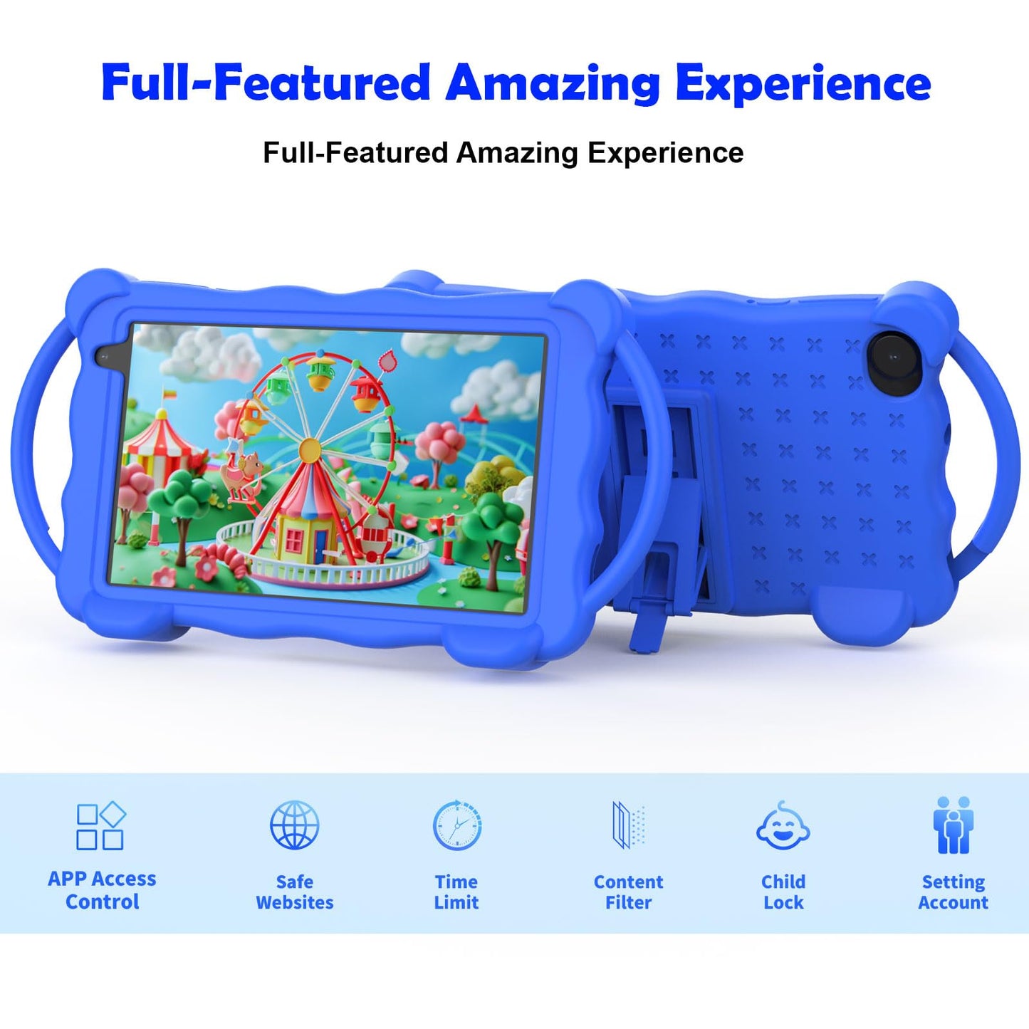 Nyxolaria Kids Tablet 7 inch for Children,32GB ROM Toddler Learning Tablet with Protective Case,Pre-Installed Educational Apps, Parental Control,Gift for Boys and Girls. (Blue)