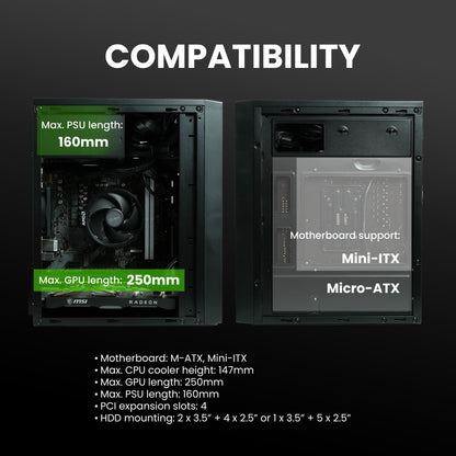 Zalman T6 MINI Compact M-ATX PC Case, Micro-ATX Mini-ITX SFF SFX HTPC Small Form Factor Computer Chassis, USB 3.0, 1 x 80mm Preinstalled Fan, Space Saving Mini Tower Office PC Workstation