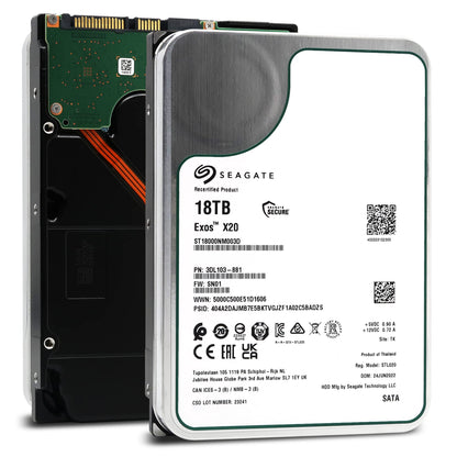 Seagate Exos X20 18TB 7200 RPM 512e SATA 6Gb/s 3.5" Enterprise Hard Drive - ST18000NM003D (Renewed)