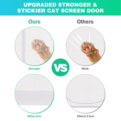 Reinforced Cat Screen Door, 35.5X82” Heavy Duty Pets Proof Screen Door with Bilateral Zipper, Prevent Dogs Cats Running Out from Home, Bedroom, Living Room, Kitchen Patio Doo