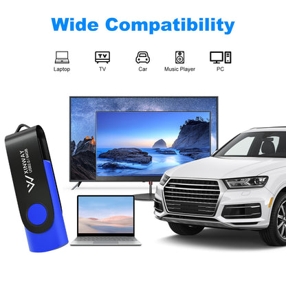 XINWAY 64GB USB 2.0 Flash Drives Thumb Drive Memory Stick Jump Drive Swivel Design, (2 Pack Tow Colors: Black Blue)