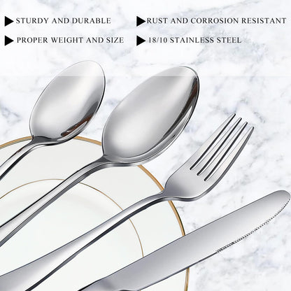 Teaspoon Set,6 Piece 6.7" Spoons Silverware, Premium Food Grade 18/10 Stainless Steel Tea Spoons, Metal Dessert Spoon, Durable Kitchen Spoon Set, Mirror Finish & Dishwasher Safe