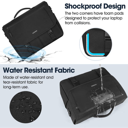 RAINSMORE Messenger Bag for Men Messenger Bag 15.6 Inch Water Resistant Laptop Bag Casual Satchel Bags for Men Large College Computer Bag Office Work Briefcase Fashion Crossbody Shoulder Handbag Black