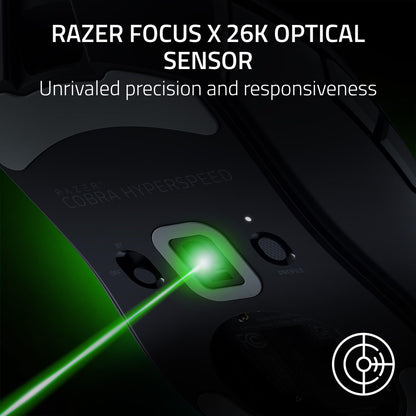 Razer Cobra HyperSpeed Wireless Gaming Mouse: 9 Customizable Controls - RGB Lighting - Optical Scroll Wheel - Optical Switches Gen-4-26K Sensor - 2.4GHz, Bluetooth & USB C - Up to 170 Hr Battery