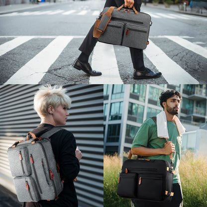 MOLNIA 3-in-1-Laptoptasche für Herren, 17,3-Zoll-Arbeitstasche für Herren, Laptop-Rucksack, Aktentasche, Umhängetasche, Computertasche für Laptops für Damen und Herren, Schwarz 