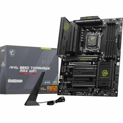 MSI MAG B850 Tomahawk MAX WiFi Mainboard, ATX – Unterstützt AMD Ryzen 9000/8000/7000 Prozessoren, AM5-80A SPS VRM, DDR5-Speicher mit Boost 8400+ MT/s (OC), PCIe 5.0 x16, M.2 Gen5, Wi-Fi 7, 5G LAN
