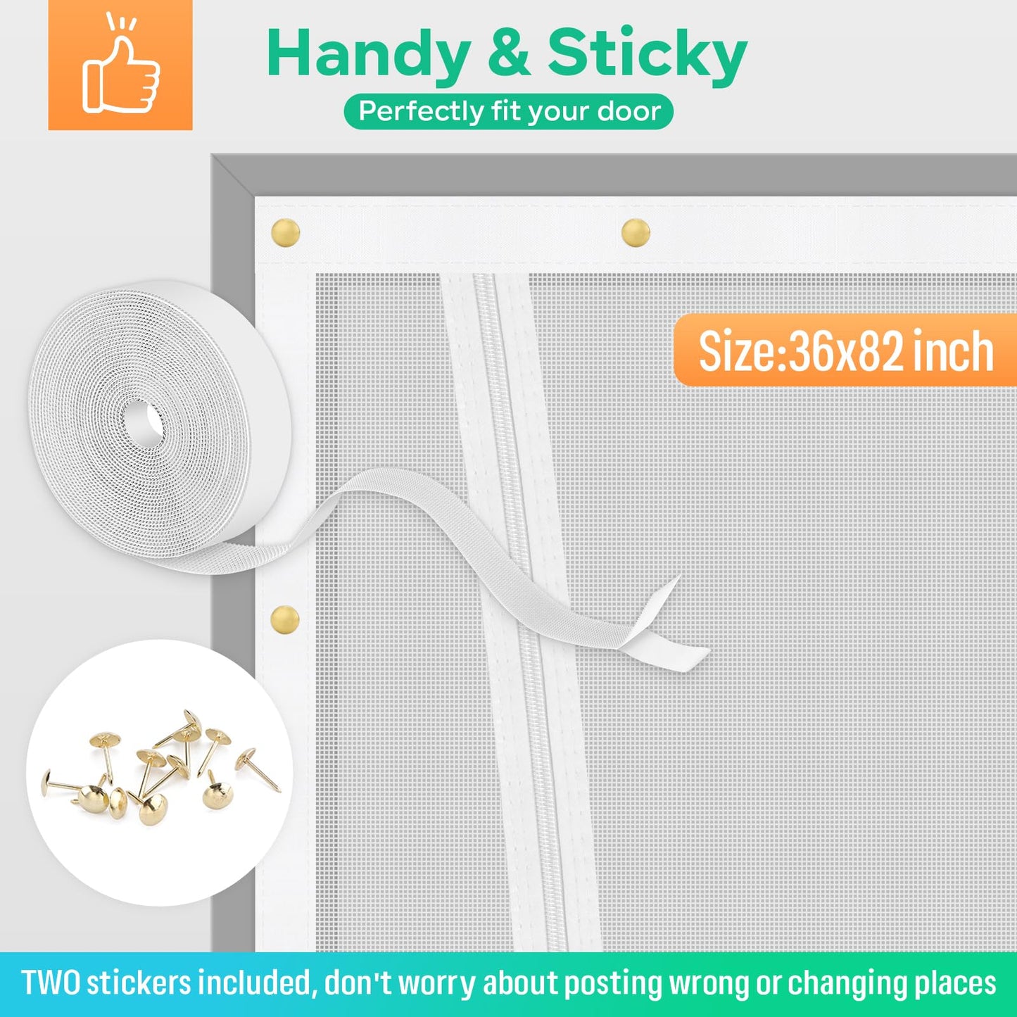 Reinforced Cat Screen Door, 35.5X82” Heavy Duty Pets Proof Screen Door with Bilateral Zipper, Prevent Dogs Cats Running Out from Home, Bedroom, Living Room, Kitchen Patio Doo