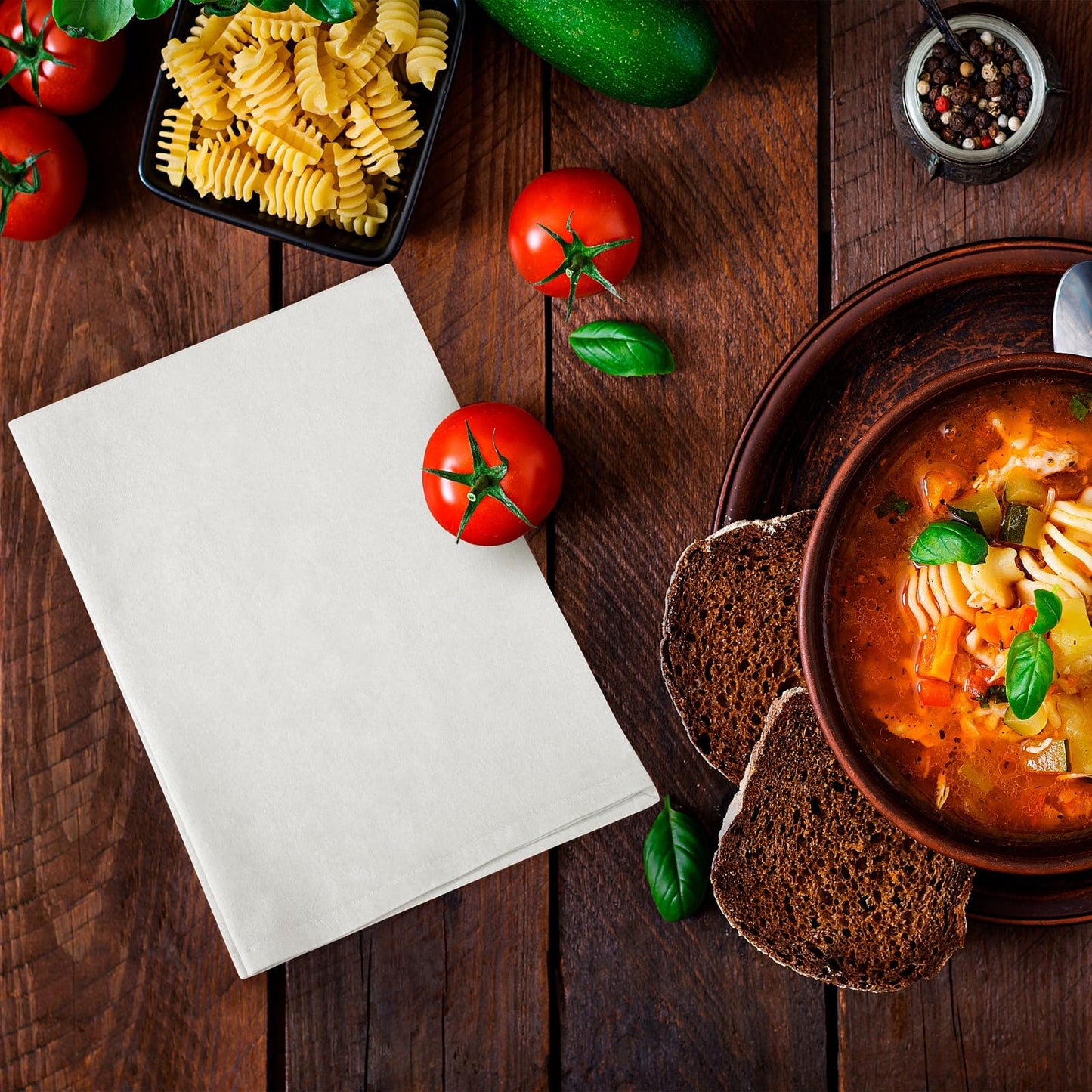 ROYALE LINENS Flour Sack Towels – 12 Pack 28x28 Inch White Kitchen Dish Towels – 100% Cotton Tea Towels for Bread Proofing, Cheese Straining, Baking, Cleaning, Drying, Embroidery, Multipurpose Use