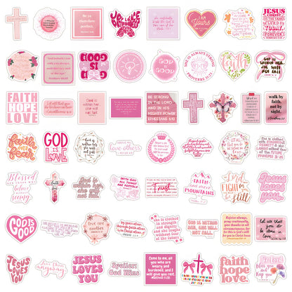 Pink Christian Stickers 55 PCS, Inspirational Bible Verse Stickers, Waterproof Jesus Sticker for Water Bottles Laptop Journaling, Adults Women Faith Gifts