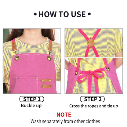 ZOMAO Kochschürze, Baumwoll-Canvas-Schürze mit gekreuztem Rückenteil und Taschen für Damen und Herren, verstellbare Träger und große Taschen, Küchenschürze zum Kochen und Backen 