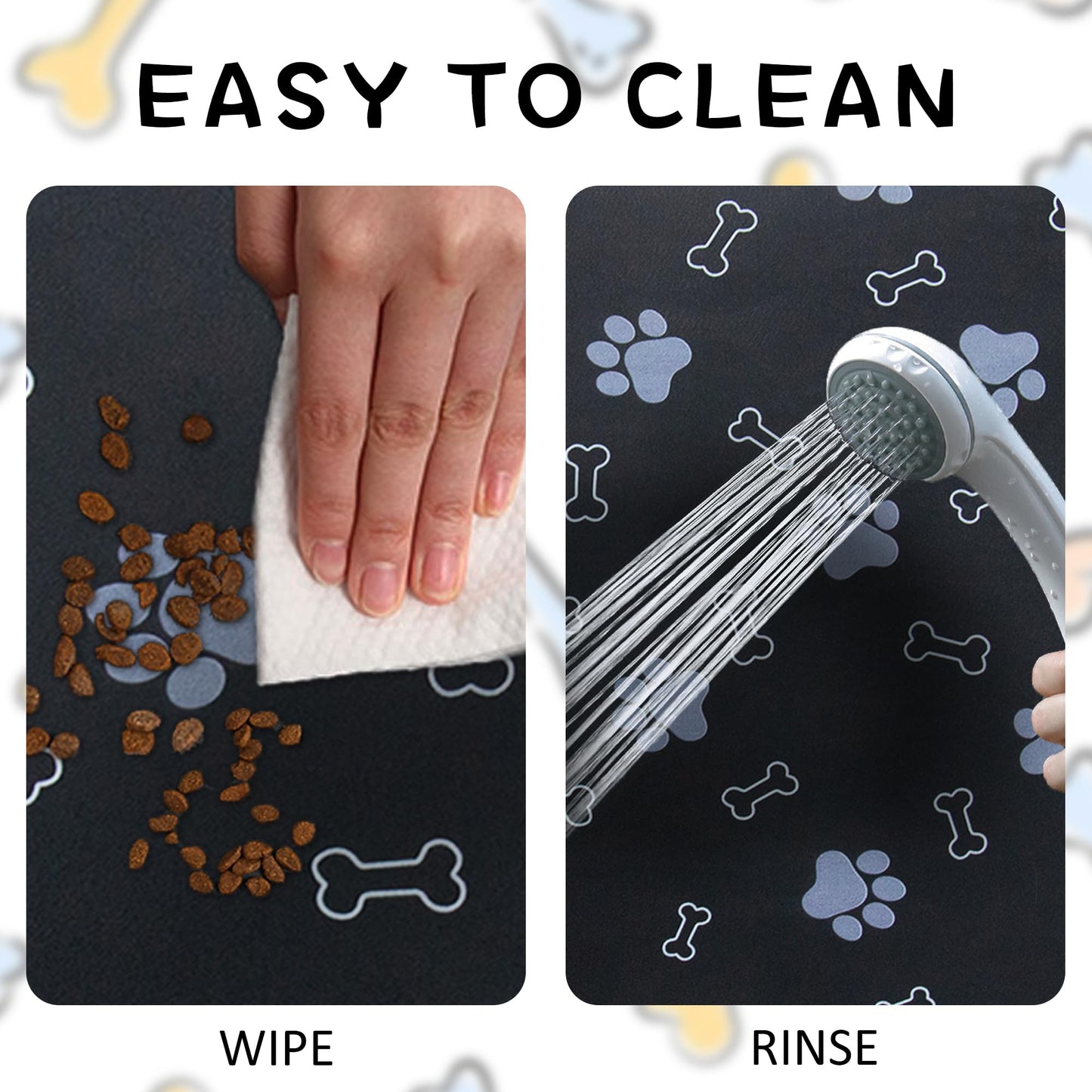 Futtermatte für Hunde und Katzen, rutschfest, schnelltrocknend und saugfähig, 46 x 30 cm, Dunkelgrau