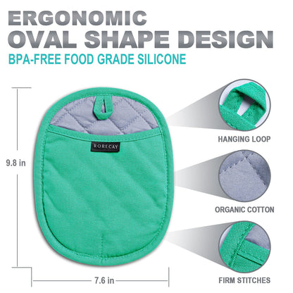 2-Pack Silicone Pot Holders for Kitchen Heat Resistant up to 500°F, Non-Slip Large Hot Pads with Pocket, Quilted Liner Trivets for Countertops Hot Pots and Pans (Gray)