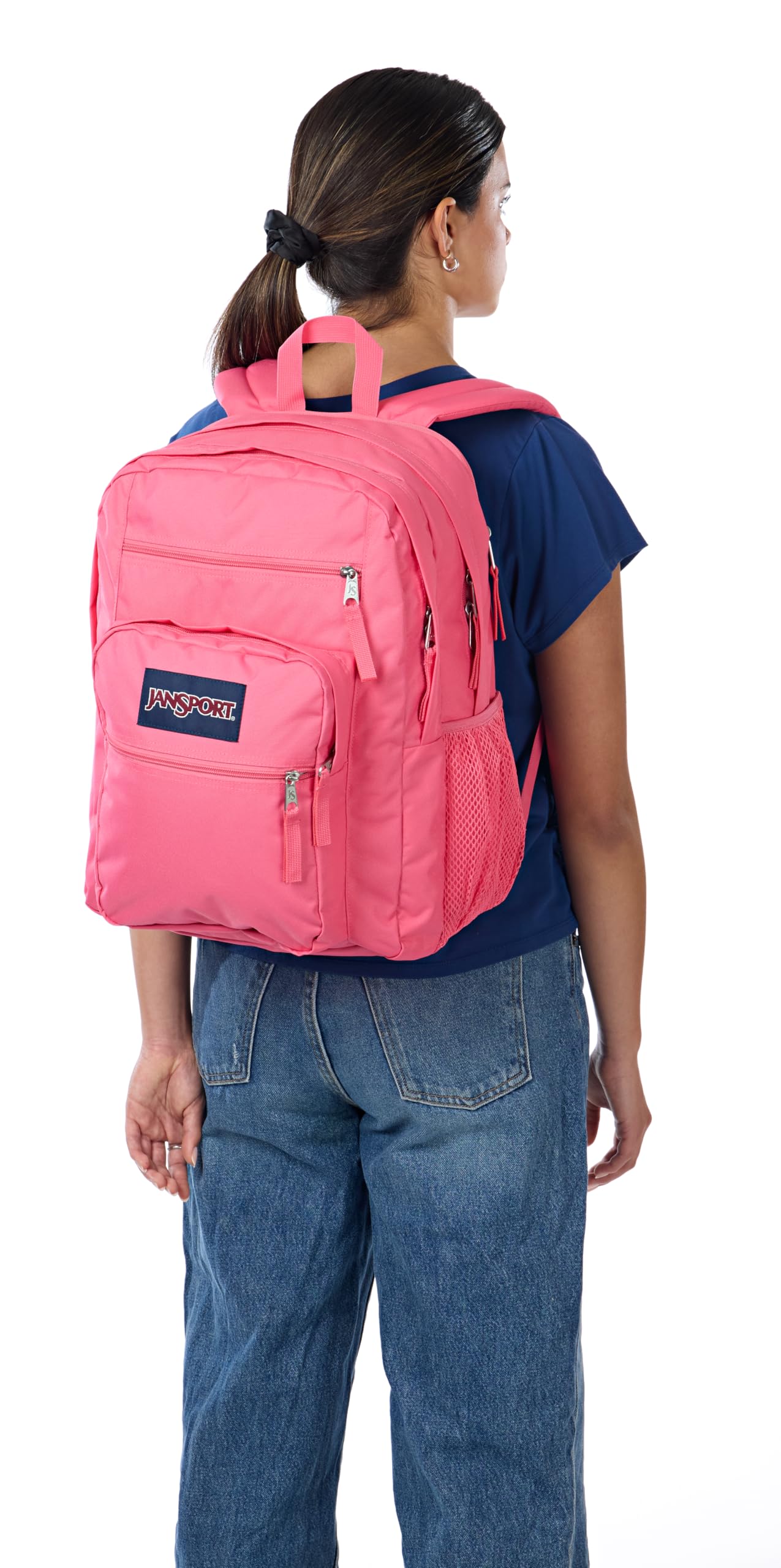 JanSport Laptop-Rucksack – Computertasche mit 2 Fächern, ergonomischen Schultergurten, 15-Zoll-Laptopfach, Tragegriff – Bücherrucksack – Erdbeer-Dusche 