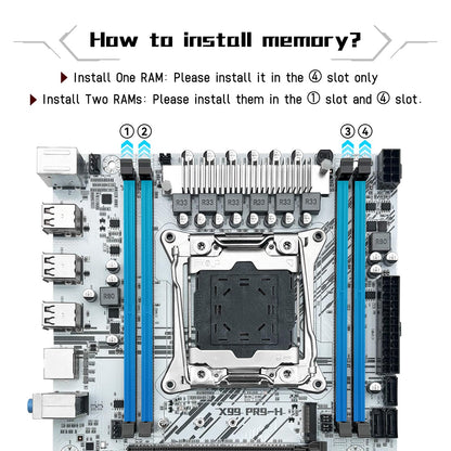 SHANGZHAOYUAN X99 LGA 2011-3 Motherboard for Intel Xeon E5 V3/V4 and Core i7 Series Processors (Micro ATX, DDR4 Max 128GB, PCIe 3.0, M.2 Protocol, Gigabit LAN) PC Server Mainboard, X99 PR9-H White