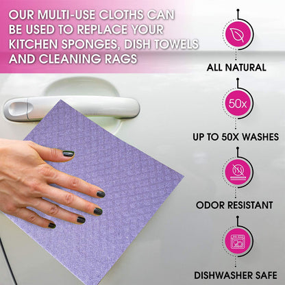 Schwedische Geschirrtücher – Umweltfreundliche, wiederverwendbare Küchentücher – 10er-Pack Reinigungstücher für Geschirr, Arbeitsflächen und Oberflächen – Super saugfähig, kompostierbar, Zero-Waste-Alternative