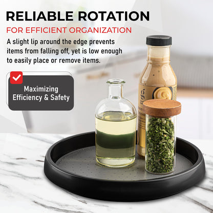 Oizeir 10 Inch Lazy Susan (Set of 4) - Non-Skid Turntable for Cabinet to Maximize Storage and Simplify Accessibility in Kitchen, Bathroom, and Pantry Spaces (Black)