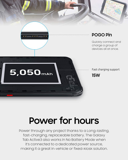 Samsung Galaxy Tab Active3 Enterprise Edition 8” Rugged Multi Purpose Tablet |64GB & WiFi & LTE (Unlocked) | Biometric Security (SM-T577UZKDN14), Black (Renewed)