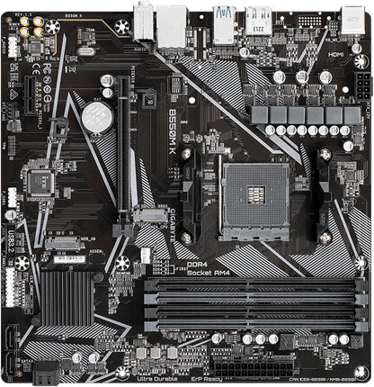 Micro Center AMD Ryzen 5 5500 Desktop Processor with GIGABYTE B550M K Motherboard (Micro-ATX, DDR4, Dual M.2, SATA 6Gb/s, PCIe 4.0)