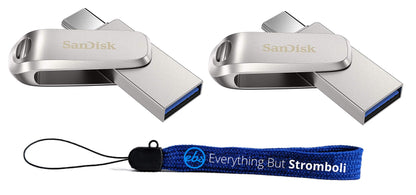 SanDisk 1 TB USB-Stick (2er-Pack) Ultra Dual Drive Luxe USB Typ-C für Smartphones, Tablets und Computer – High-Speed ​​USB 3.1 (SDDDC4-1T00-G46) inklusive (1) Everything But Stromboli Lanyard