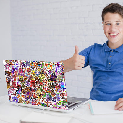 Pounchi Horror Thrilling Stickers (200 Pcs) Cartoon Gaming PVC Sticker, Gifts for Laptop Water Bottle Skateboard Party Supplies Decorations Teens Kids