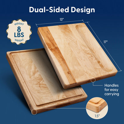 Sonder Los Angeles, Made in USA, Large Thick Maple Wood Cutting Board for Kitchen with Juice Groove, Sorting Compartment, Charcuterie Wooden Board 17x13x1.5 in (Gift Box Included)