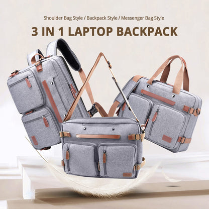 MOLNIA 3-in-1-Laptoptasche für Herren, 17,3-Zoll-Arbeitstasche für Herren, Laptop-Rucksack, Aktentasche, Umhängetasche, Computertasche für Laptops für Damen und Herren, Schwarz 