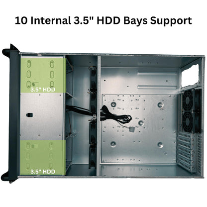 RackOwl 4U Server Chassis, Rackmount Server Case; 13x HDD Bays (10x3.5 & 3x5.25); E-ATX/CEB/EEB/ATX Motherboards; Fan: Front 2X 120mm, Mid 4X 80mm, Rear 2X 80mm; Front Lock, Size:16.8X 7.0X 25.0