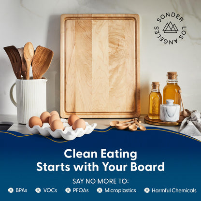 Sonder Los Angeles, Made in USA, Large Thick Maple Wood Cutting Board for Kitchen with Juice Groove, Sorting Compartment, Charcuterie Wooden Board 17x13x1.5 in (Gift Box Included)