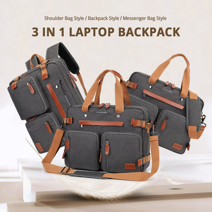 MOLNIA 3-in-1-Laptoptasche für Herren, 17,3-Zoll-Arbeitstasche für Herren, Laptop-Rucksack, Aktentasche, Umhängetasche, Computertasche für Laptops für Damen und Herren, Schwarz 