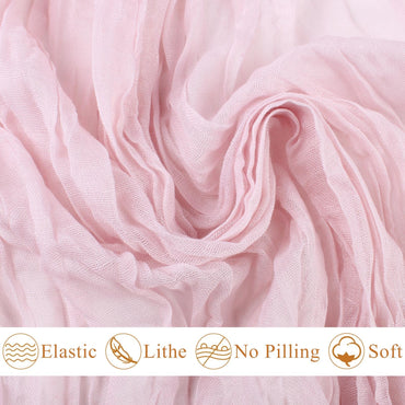 SAJOO Pink Cheesecloth Table Runner 10FT Boho Rustic Sheer Cheese Cloth Table Runners 120 Inch Gauze Table Decorations for Wedding Bridal Baby Shower Birthday Party Home Decor