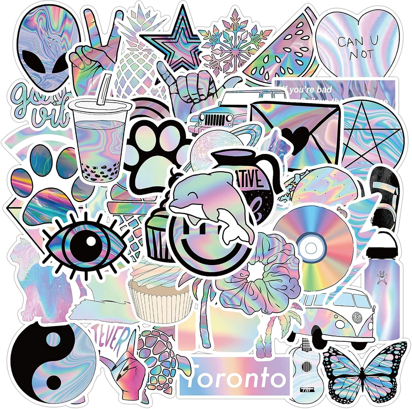 Niedliche Aufkleber für Wasserflaschen, 50er-Packung, süße, wasserfeste Vsco-Vinyl-Aufkleber im ästhetischen Stil für Laptop, Trinkflasche, Skateboard, Computer – für Teenager, Kinder und Mädchen 