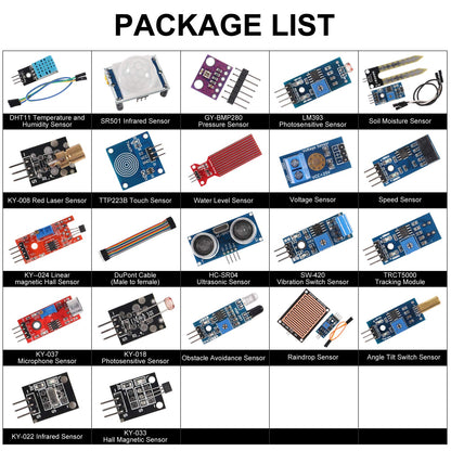 Sensor Modules Kit for Arduino Raspberry, 22 in 1 Project Super Starter Kits for UNO R3 Nano V3.0 Mega 2560 Mega 328 Project Starter Kit