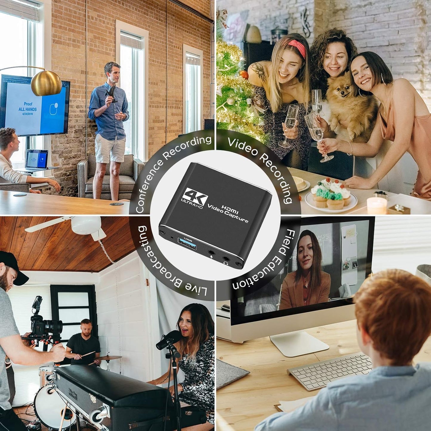 Audio- und Videoaufnahmekarte mit Mikrofon, 4K-HDMI-Loop-Out, 1080p-60fps-Videorekorder für Gaming, Live-Streaming und Videokonferenzen, kompatibel mit Nintendo Switch, PS4, OBS, Kameras und PCs 