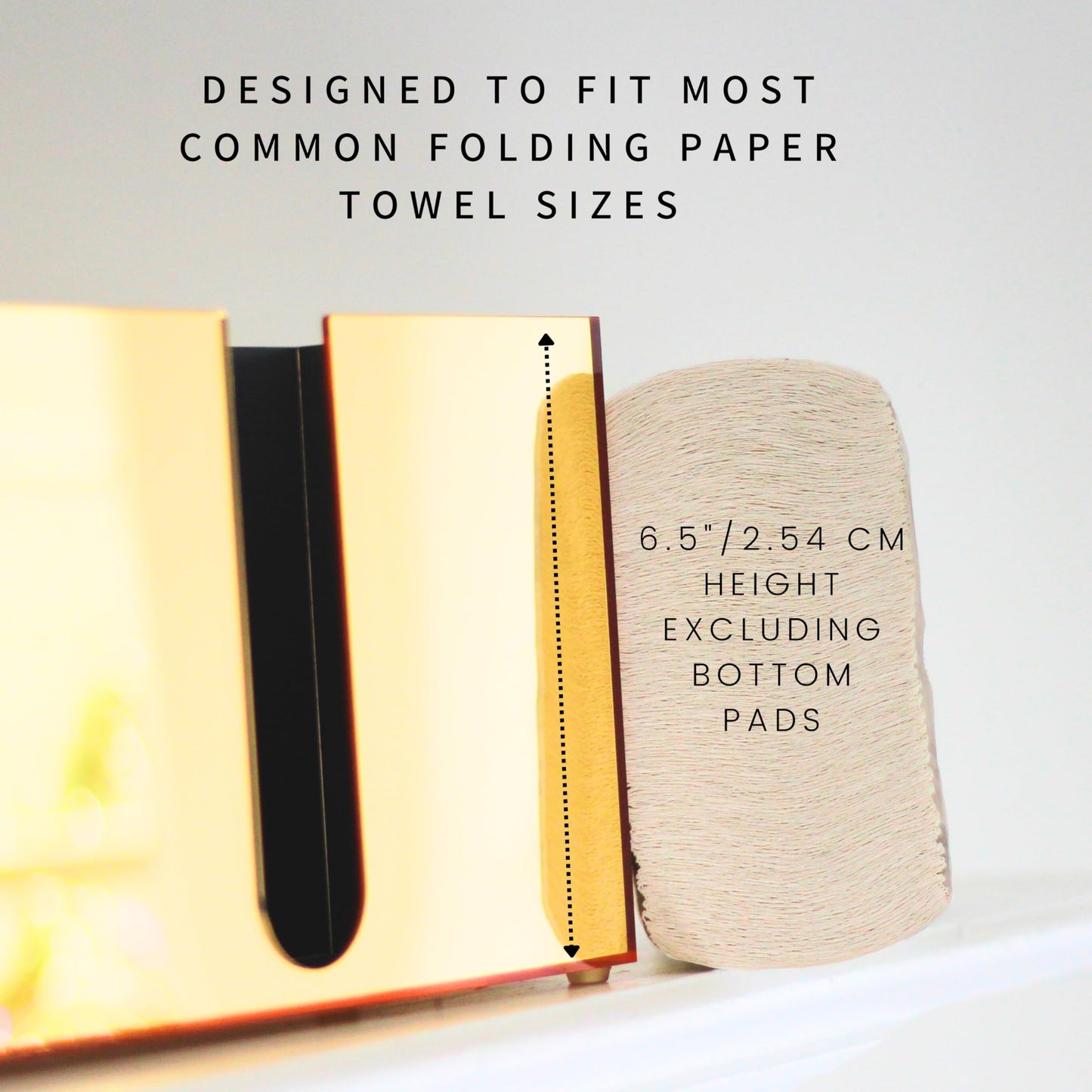 Paper Towel Dispenser Countertop, Gold Paper Towel Holder Countertop, Acrylic Folded Napkin Holder for Kitchen, Countertop Multifold C-Fold, Z-Fold, Trifold Paper Hand Towel Dispenser for Bathroom