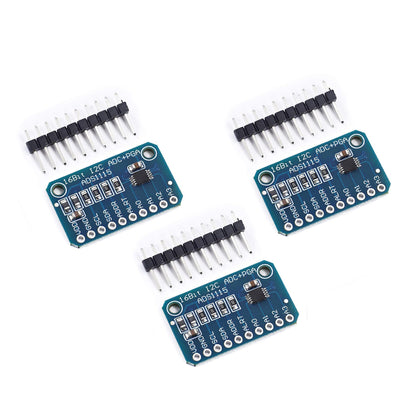 Teyleten Robot ADS1115 16 Bits 4 Channel Analog-to-Digital Converter Precised Develop Board Module Amplifier Board ADC I2C IIC for Arduino Raspberry Pi (Pack of 3pcs)