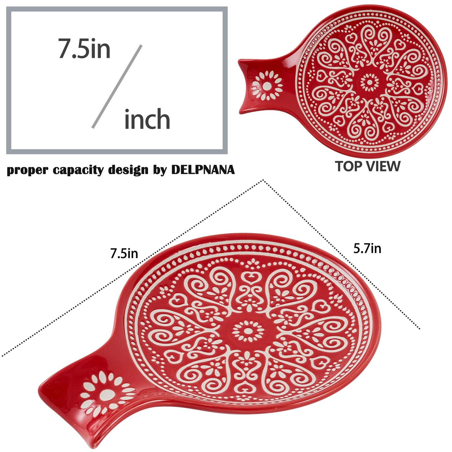 Ceramic Spoon Rest, Cooking Spoon Holder for Kitchen Counter/Stove Top/Dining Table Modern Farmhouse Decorative, Large (Blue)