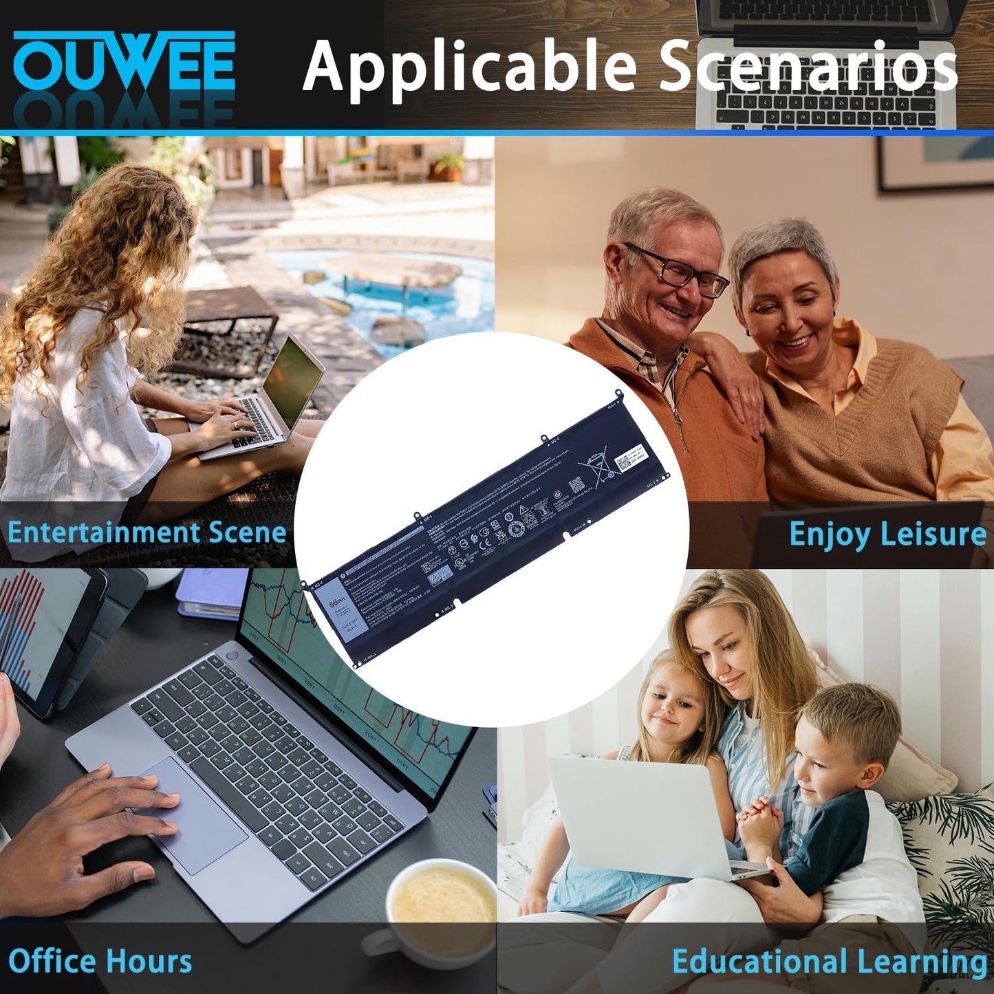 OUWEE 86Wh 69KF2 Battery Replacement for Dell G7 15 7500 G15 5510 5511 5515 5520 5521 XPS 15 9500 9510 9520 Precision 5550 5560 5570 Alienware M15 R3 R4 M17 R3 R4 Inspiron 7510 7610 7620 P87F P91F
