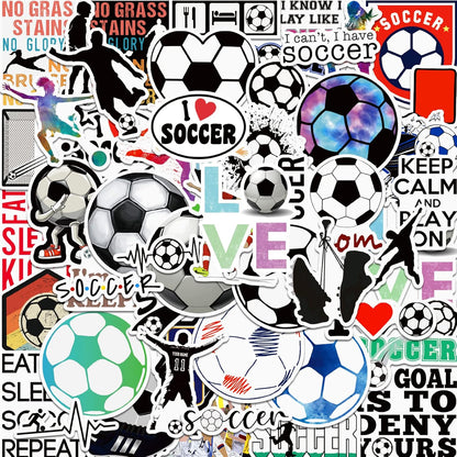 Soccer Stickers |100 Pcs Soccer Waterproof Vinyl Decals for Water Bottles Laptop Car Luggage Cup Computer Mobile Phone Skateboard Decor