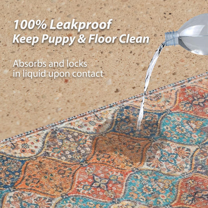 nunubaby Waschbare Hundetoilette, stilvoll, rutschfest und auslaufsicher. Ultra-saugfähige, wiederverwendbare Toilette für Boxen und Böden. (Creme/Mehrfarbig, 45,7 x 61 cm)