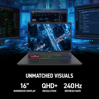 MSI Vector 16 HX AI 16” 240Hz QHD+ Gaming Laptop: Intel Core Ultra 9-275HX, NVIDIA Geforce RTX 5070Ti, 16GB DDR5, 1TB NVMe SSD, Thunderbolt 5, Wi-Fi 7, Win 11 Home: Cosmo Gray A2XWHG-211US