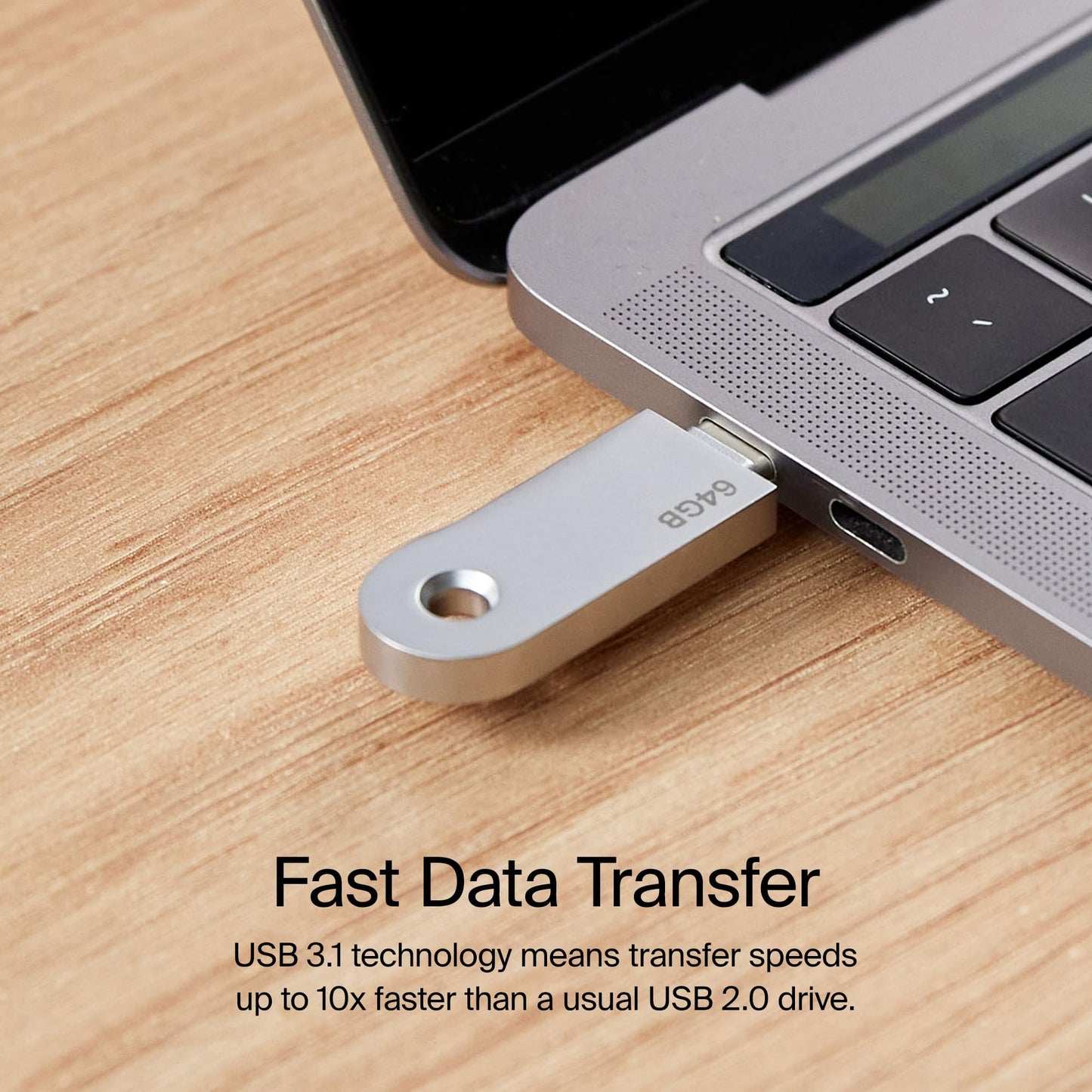 Orbitkey USB-C | Thumb Drive with Fast Transfer Chip | Slim Profile Compatible with Orbitkey Key Organizer & Key Ring