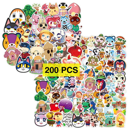 Pounchi Cartoon Animal Game Stickers (200 Pcs) Cute Cartoon PVC Sticker Merchandise Gifts for Party Supplies Decorations Laptop Water Bottle for Teens Kids