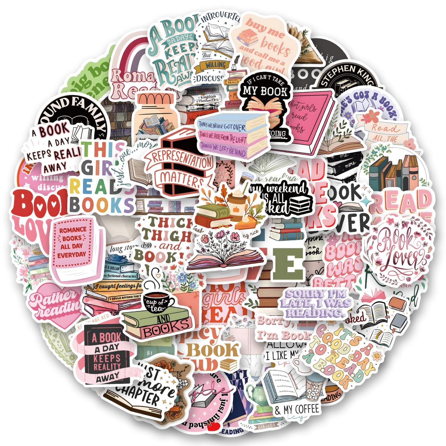 XINGXIANGUS 102PCS Bookish Stickers Pack,Book Stickers for Kindle,Laptop Computer Phone Water Bottle Waterproof Stickers Book Lover Gift