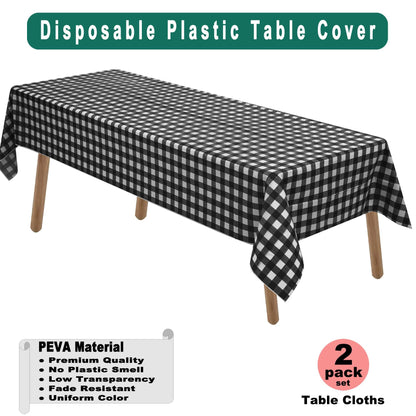 PARTY ULYJA Orangefarbene Plastiktischdecken, 2er-Pack, Einweg-Tischdecken, 54 x 108 Zoll, PEVA, Herbstfarben, für Grillpartys, Picknicks, Geburtstage, Hochzeiten, rechteckige Tische (8 Fuß). 