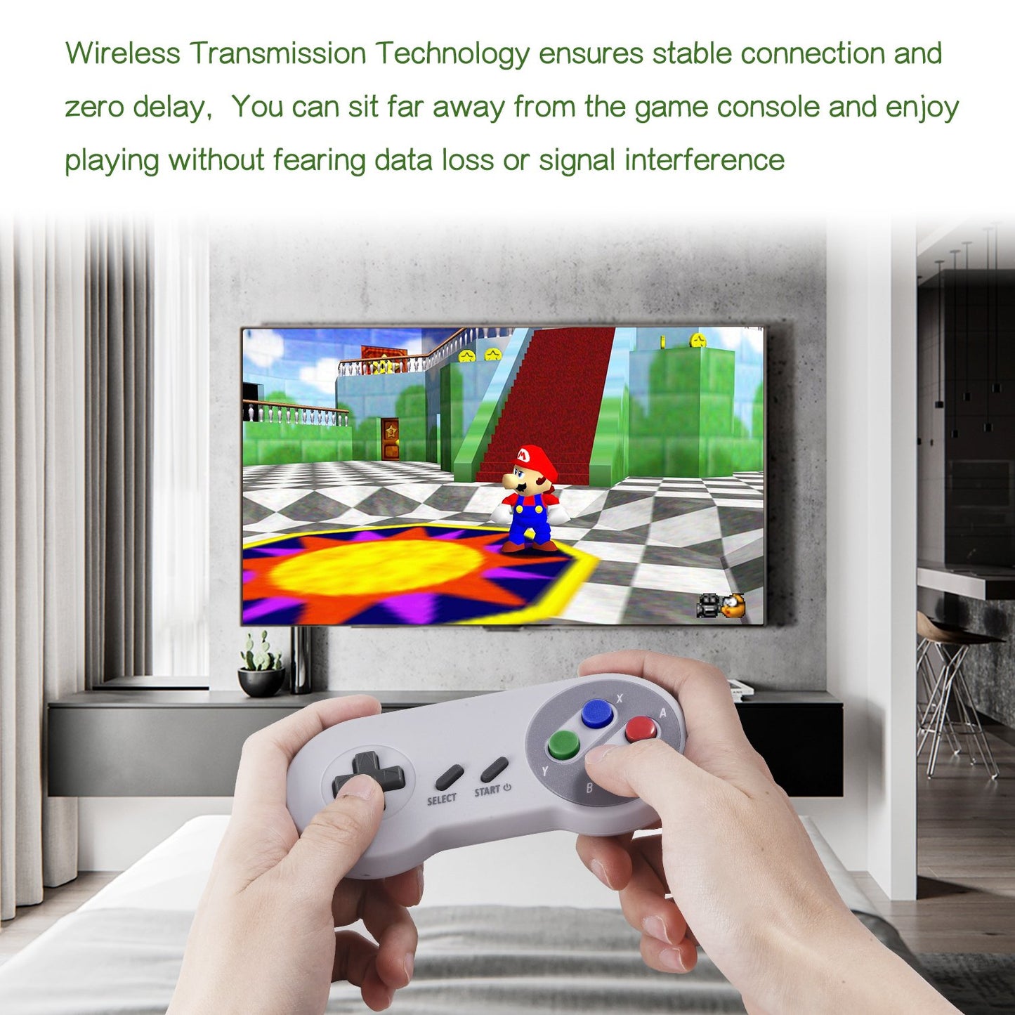 SAFFUN 2er-Pack 2,4 GHz Wireless-USB-Controller, kompatibel mit SNES-Spielen, SNES Retro USB PC Super Classic Controller für Windows PC, MAC, Linux, Genesis, Raspberry Pi, Retropie (Mehrfarbige Tasten)