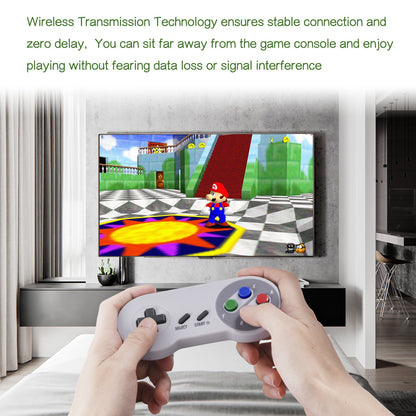 SAFFUN 2er-Pack 2,4 GHz Wireless-USB-Controller, kompatibel mit SNES-Spielen, SNES Retro USB PC Super Classic Controller für Windows PC, MAC, Linux, Genesis, Raspberry Pi, Retropie (Mehrfarbige Tasten)