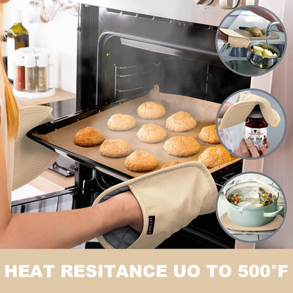 2-Pack Silicone Pot Holders for Kitchen Heat Resistant up to 500°F, Non-Slip Large Hot Pads with Pocket, Quilted Liner Trivets for Countertops Hot Pots and Pans (Gray)