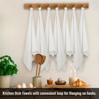 ROYALE LINENS Flour Sack Towels – 12 Pack 28x28 Inch White Kitchen Dish Towels – 100% Cotton Tea Towels for Bread Proofing, Cheese Straining, Baking, Cleaning, Drying, Embroidery, Multipurpose Use