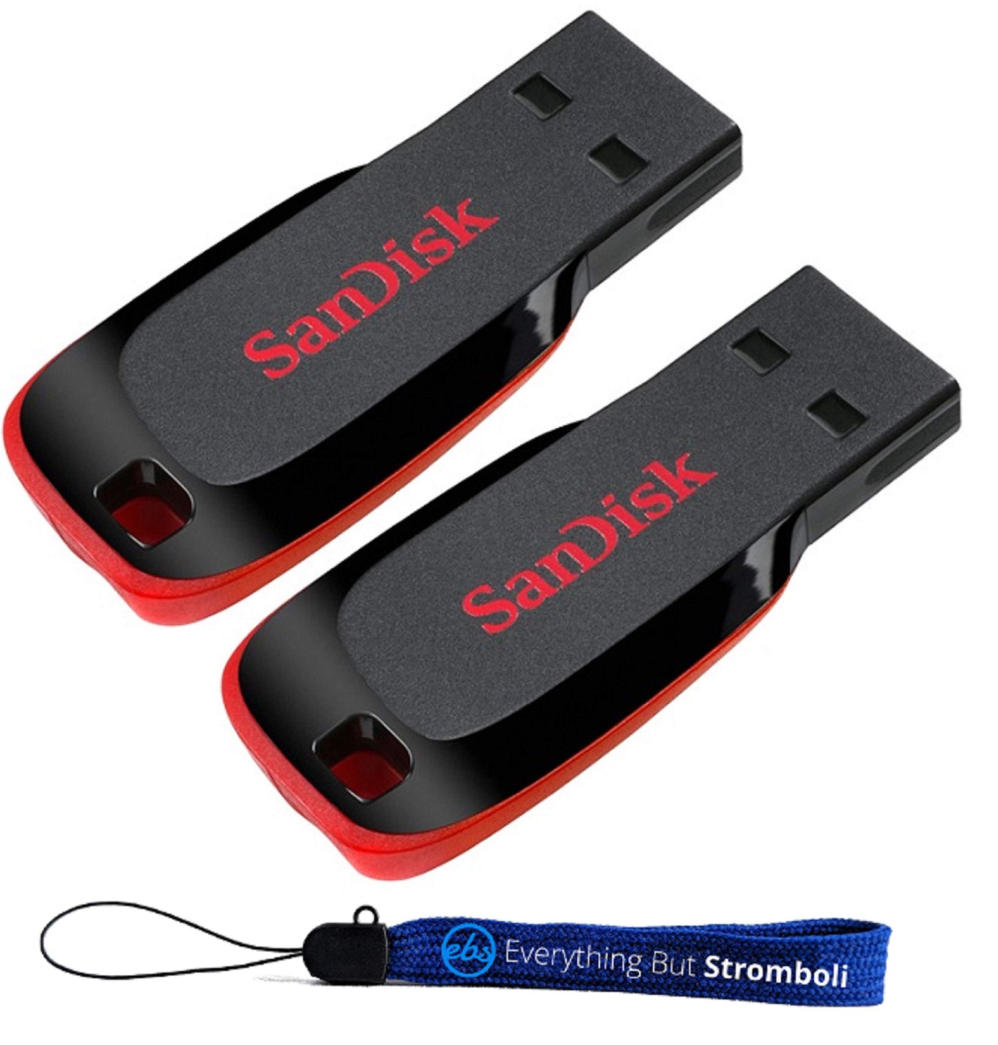 SanDisk 8GB Cruzer Blade USB-Stick 2er-Pack SDCZ50-008G-B35 – Bundle mit 1 „Everything But Stromboli“-Lanyard